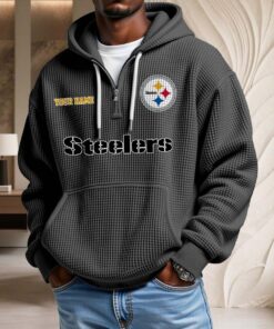 Sweat à capuche en maille gaufrée Pittsburgh Steelers