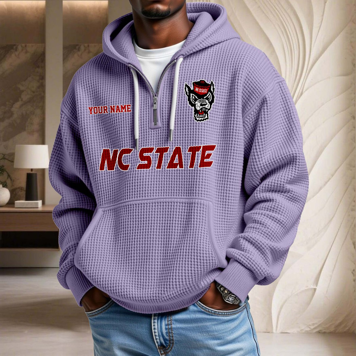 Sweat à capuche en maille gaufrée North Carolina State Wolfpack – Image 10