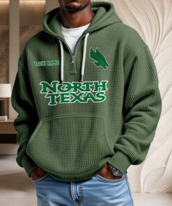 Sweat à capuche en maille gaufrée North Texas Mean Green