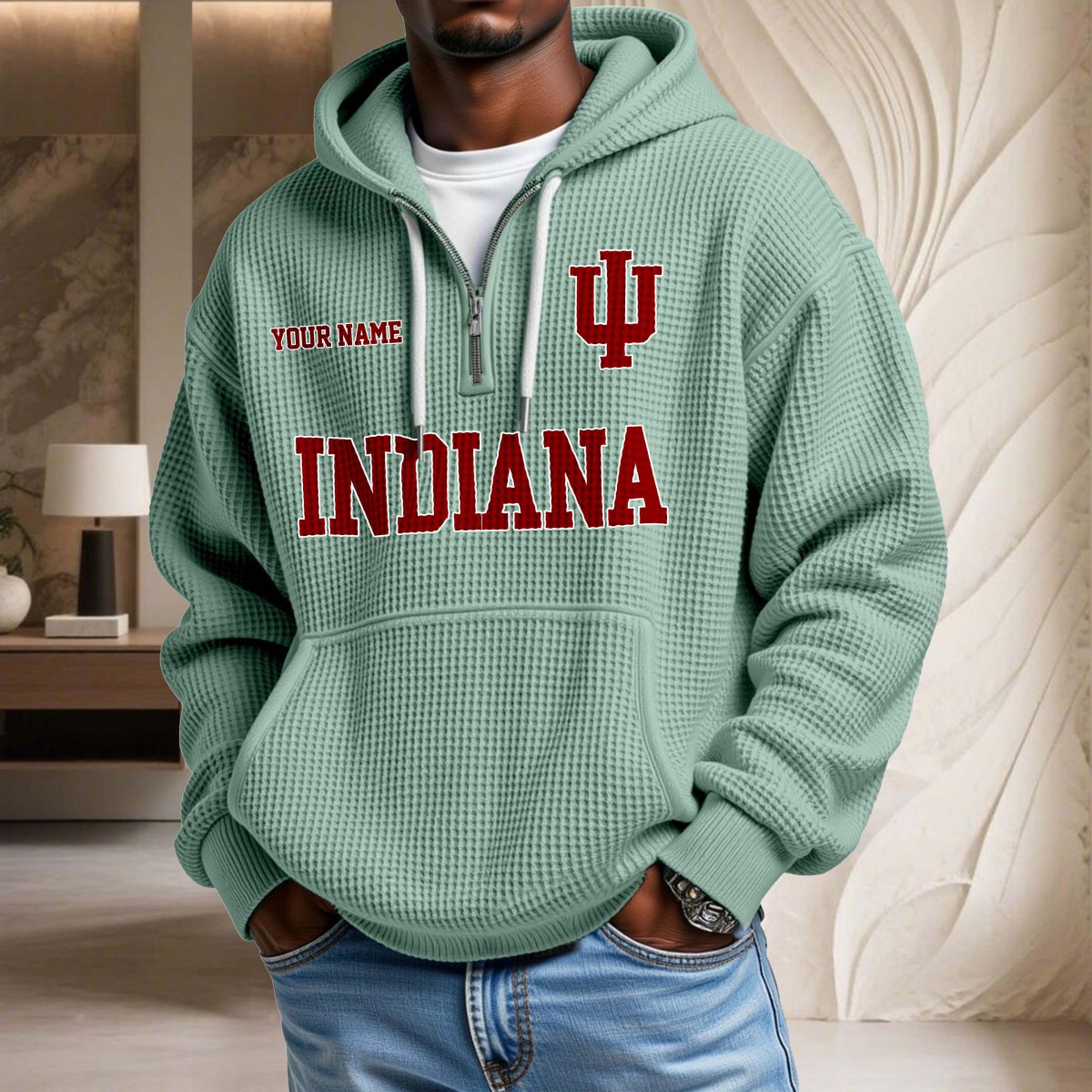 Sweat à capuche en maille gaufrée Indiana Hoosiers – Image 8