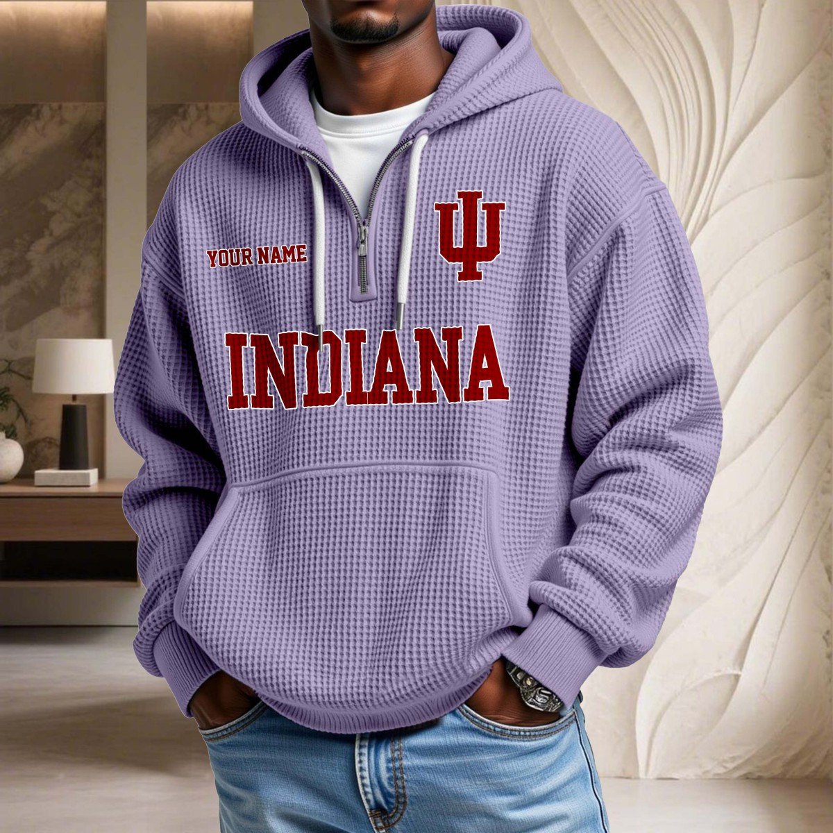 Sweat à capuche en maille gaufrée Indiana Hoosiers – Image 10