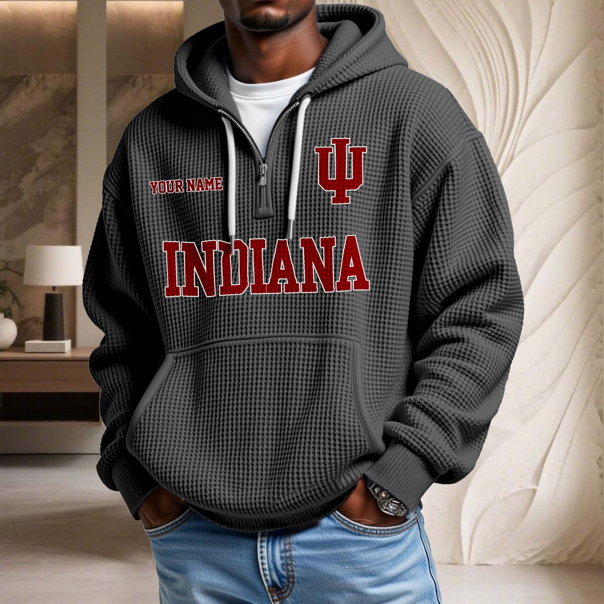 Sweat à capuche en maille gaufrée Indiana Hoosiers