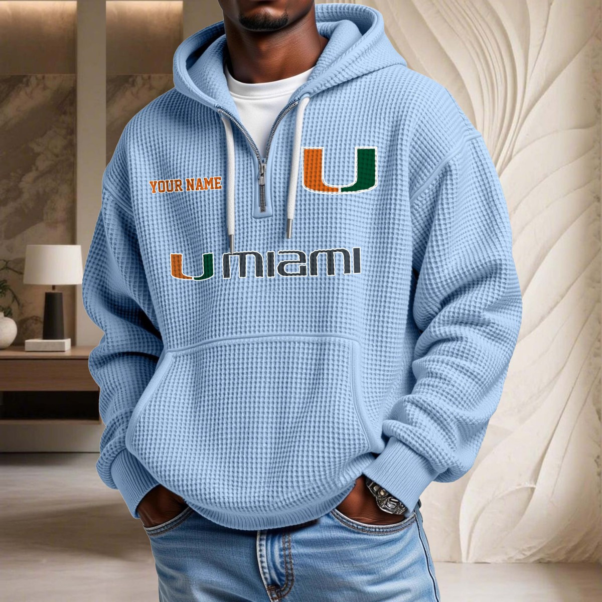 Sweat à capuche en maille gaufrée Miami Hurricanes – Image 7