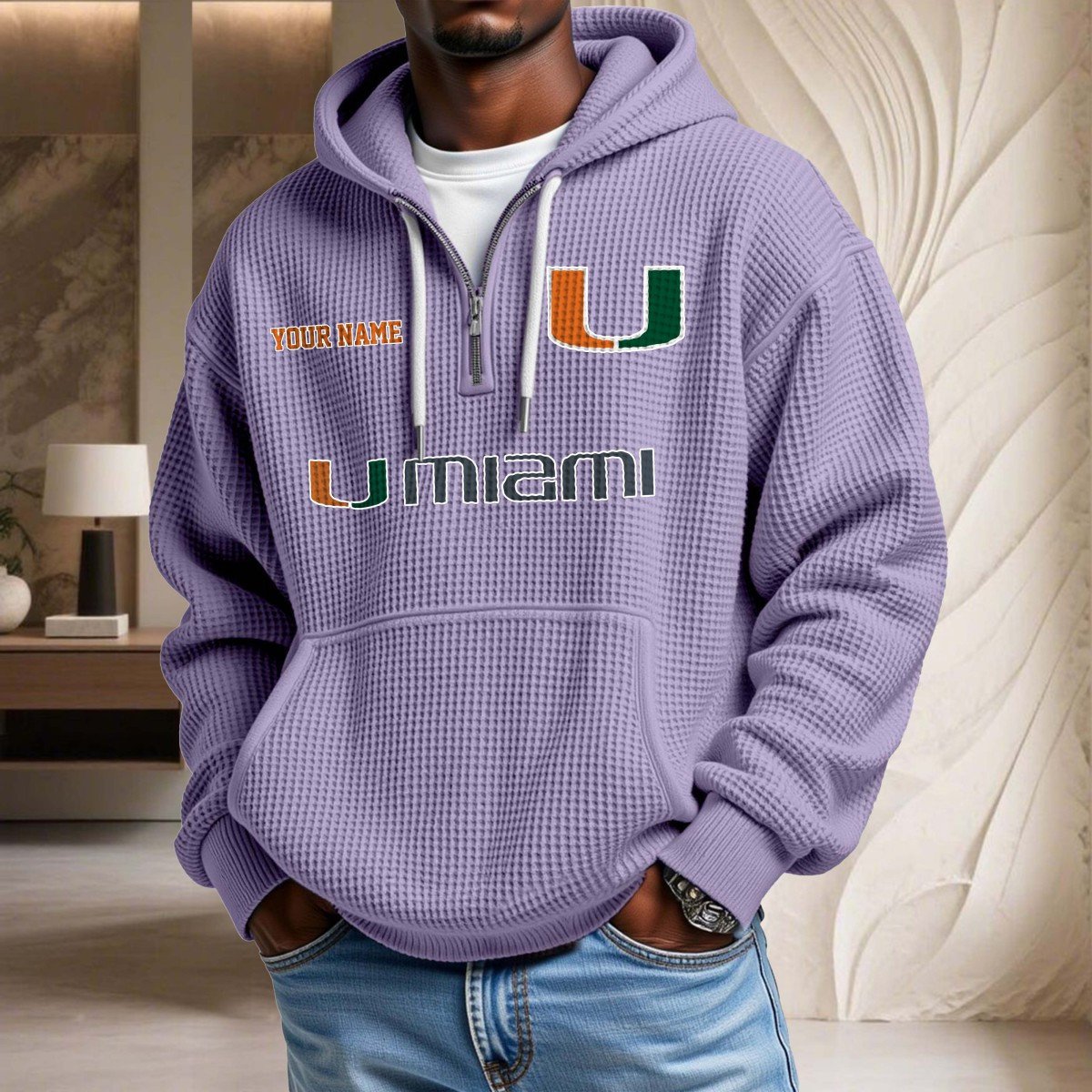 Sweat à capuche en maille gaufrée Miami Hurricanes – Image 10