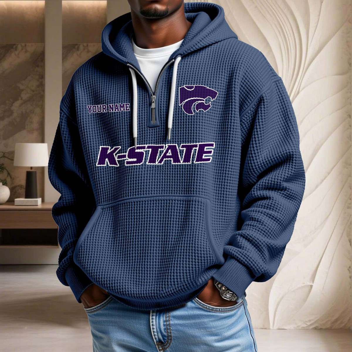 Sweat à capuche en maille gaufrée Kansas State Wildcats – Image 5