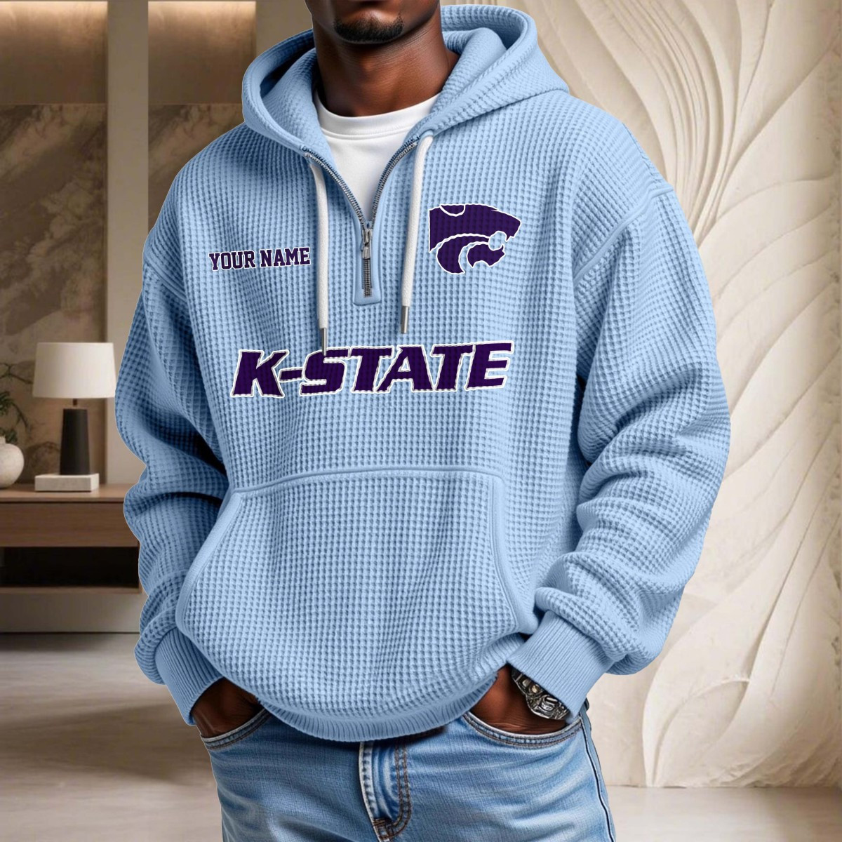 Sweat à capuche en maille gaufrée Kansas State Wildcats – Image 8