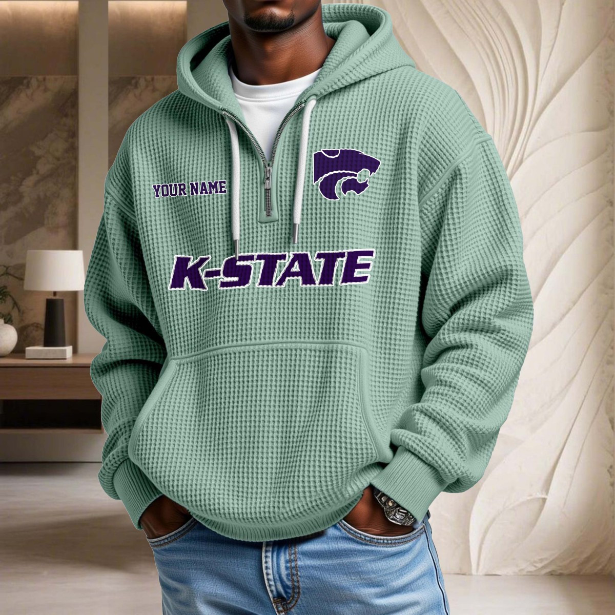 Sweat à capuche en maille gaufrée Kansas State Wildcats – Image 9