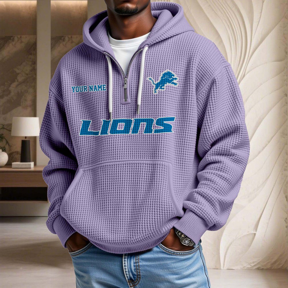 Sweat à capuche en maille gaufrée Detroit Lions – Image 10