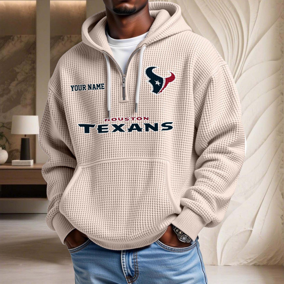 Sweat à capuche en maille gaufrée Houston Texans – Image 5