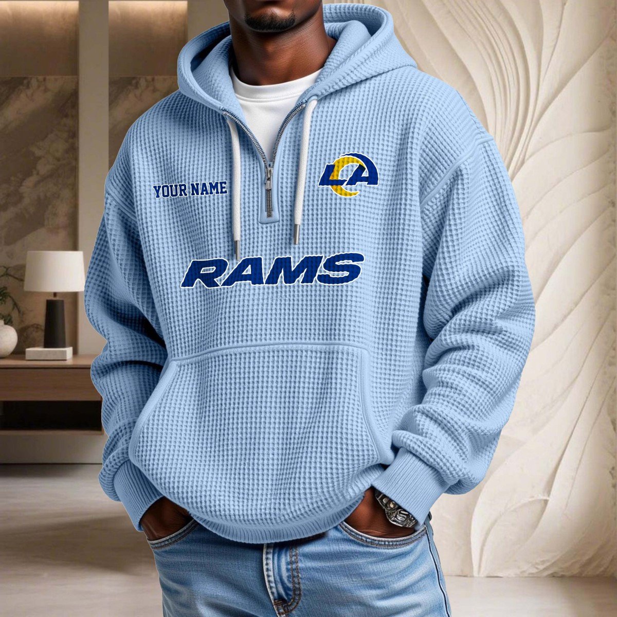 Sweat à capuche en maille gaufrée Los Angeles Rams – Image 7