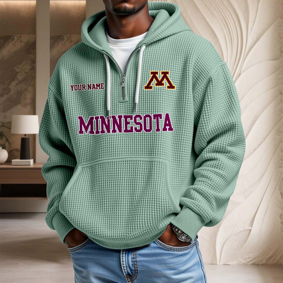 Sweat à capuche en maille gaufrée Minnesota Golden Gophers – Image 8