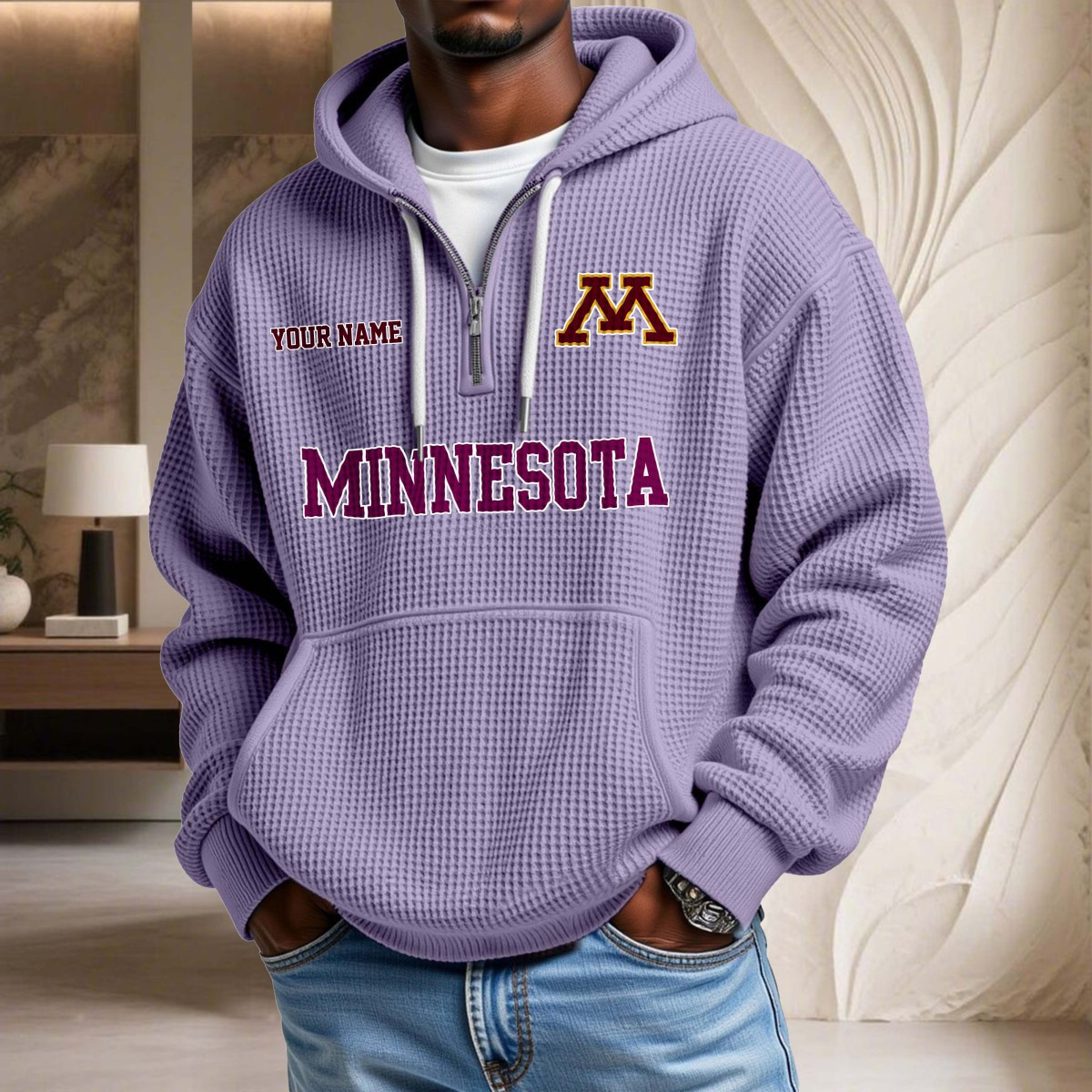 Sweat à capuche en maille gaufrée Minnesota Golden Gophers – Image 10