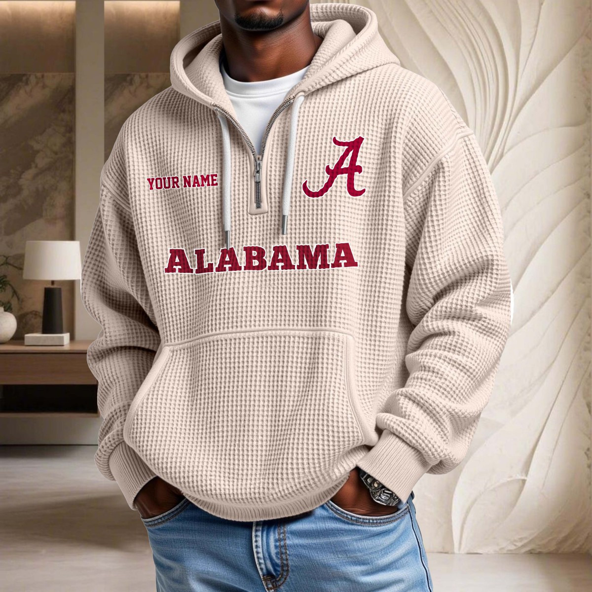 Sweat à capuche en maille gaufrée Alabama Crimson Tide – Image 5