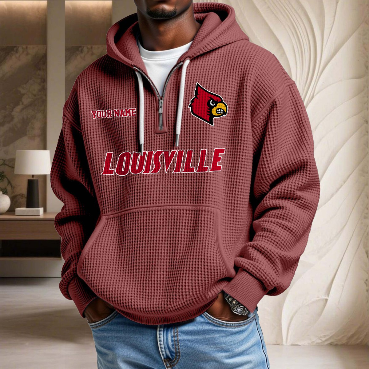 Sweat à capuche en maille gaufrée Louisville Cardinals