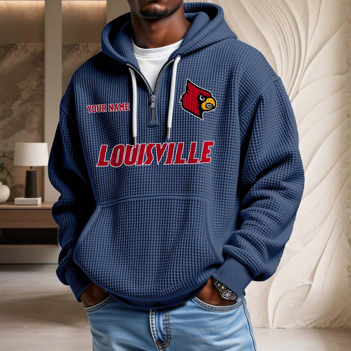 Sweat à capuche en maille gaufrée Louisville Cardinals – Image 4