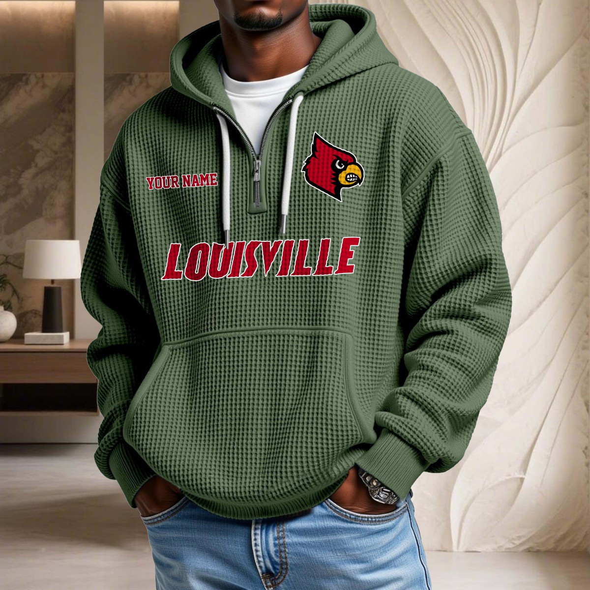 Sweat à capuche en maille gaufrée Louisville Cardinals – Image 9