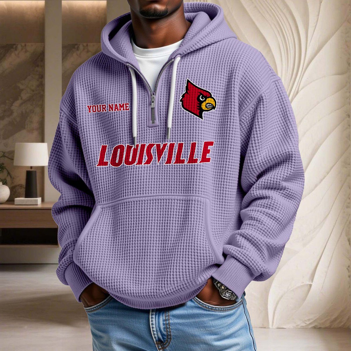 Sweat à capuche en maille gaufrée Louisville Cardinals – Image 10
