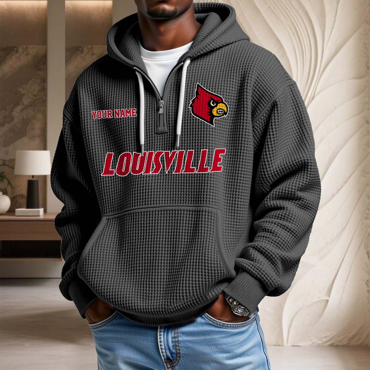 Sweat à capuche en maille gaufrée Louisville Cardinals – Image 2