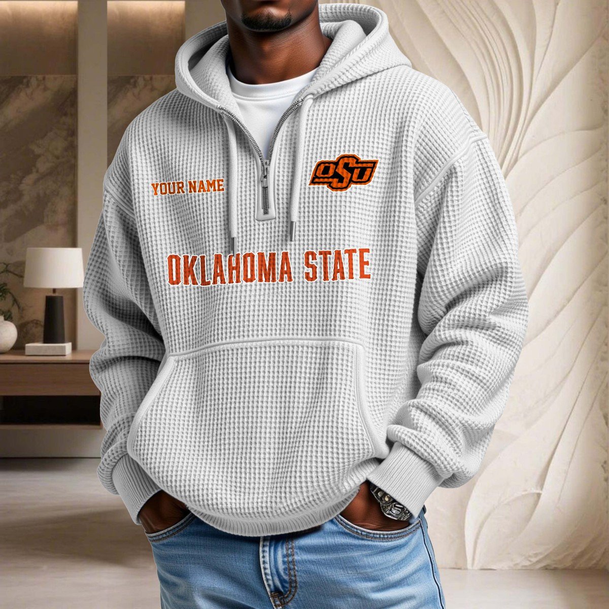 Sweat à capuche en maille gaufrée Oklahoma State Cowboys