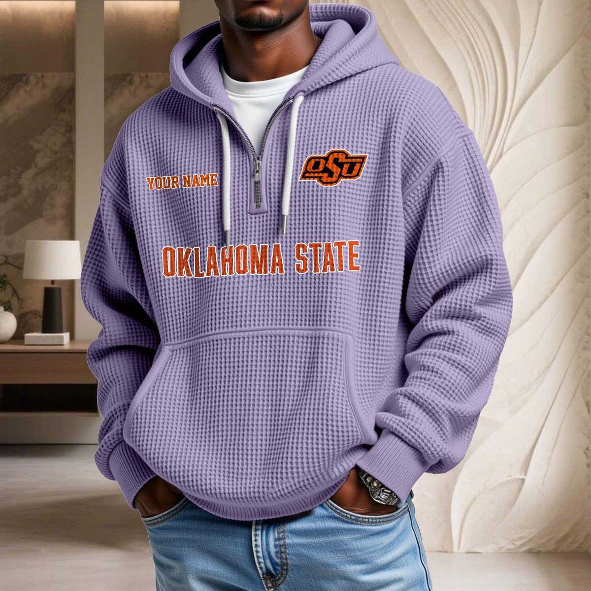 Sweat à capuche en maille gaufrée Oklahoma State Cowboys – Image 10