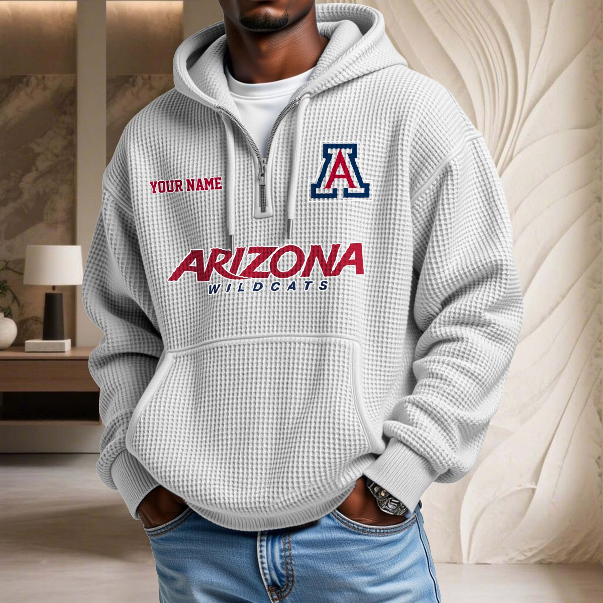 Sweat à capuche en maille gaufrée Arizona Wildcats – Image 3