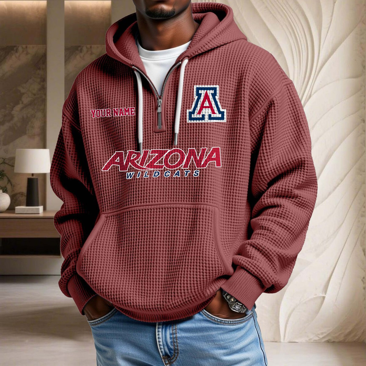 Sweat à capuche en maille gaufrée Arizona Wildcats
