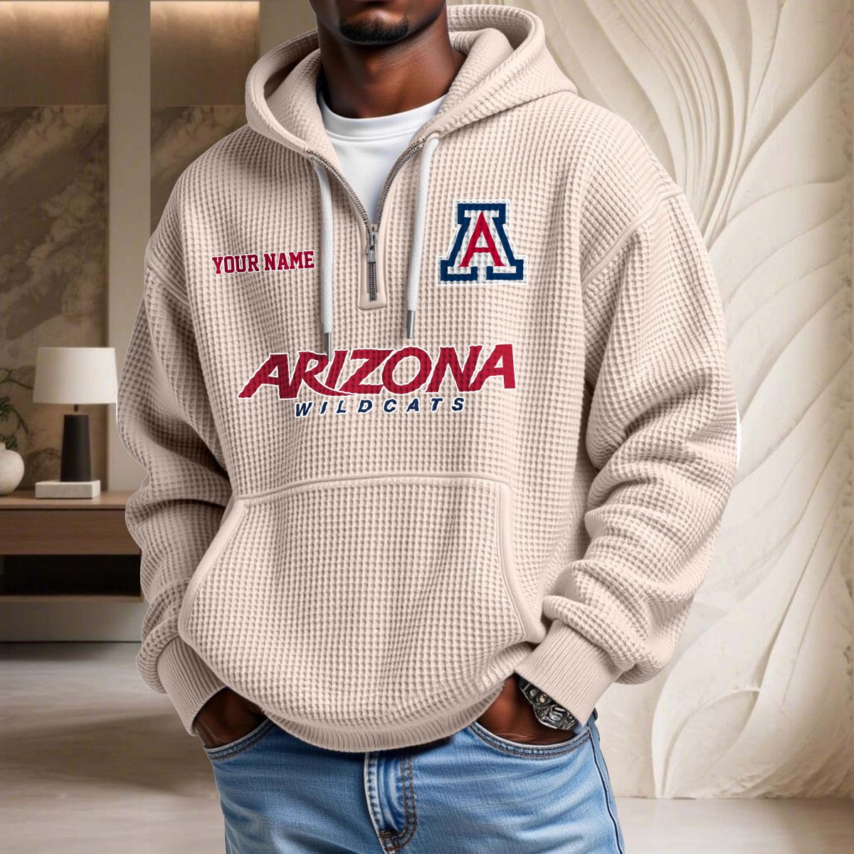 Sweat à capuche en maille gaufrée Arizona Wildcats – Image 5