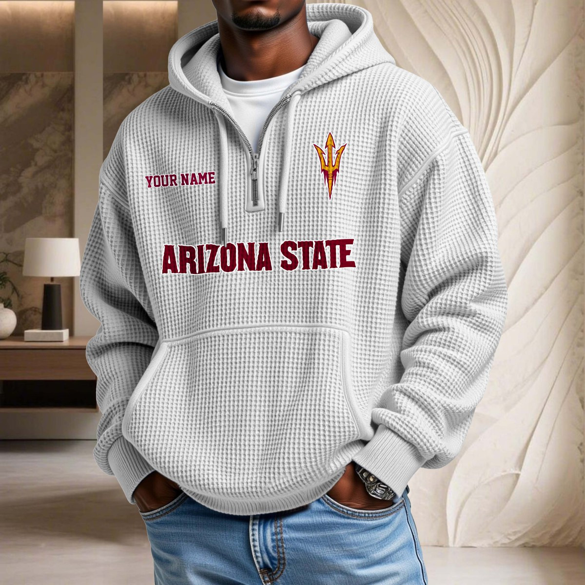 Sweat à capuche en maille gaufrée Arizona State Sun Devils – Image 3