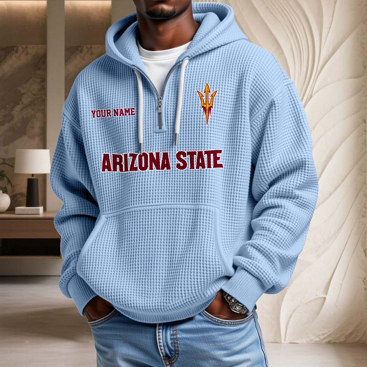 Sweat à capuche en maille gaufrée Arizona State Sun Devils – Image 7