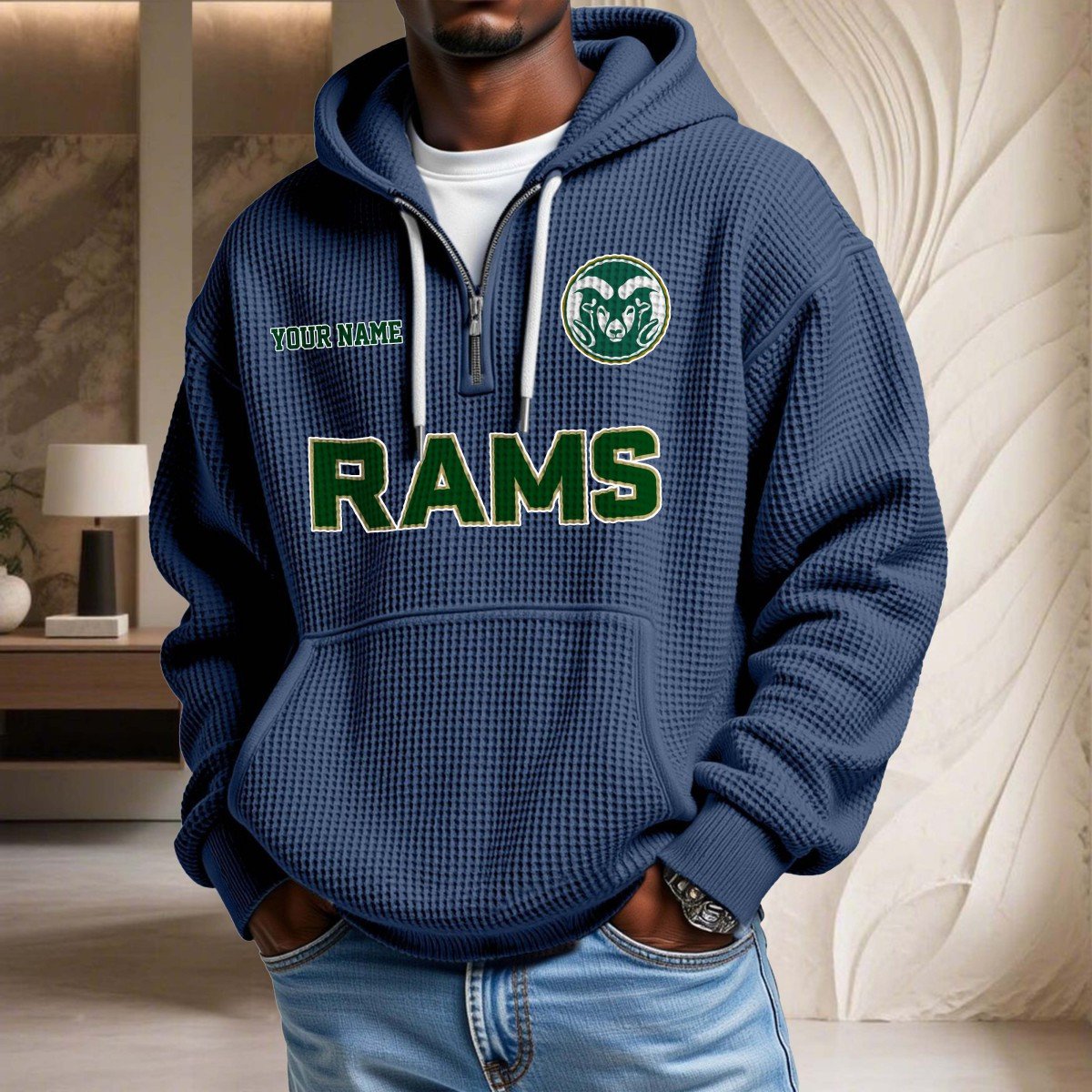 Sweat à capuche en maille gaufrée Colorado State Rams – Image 5