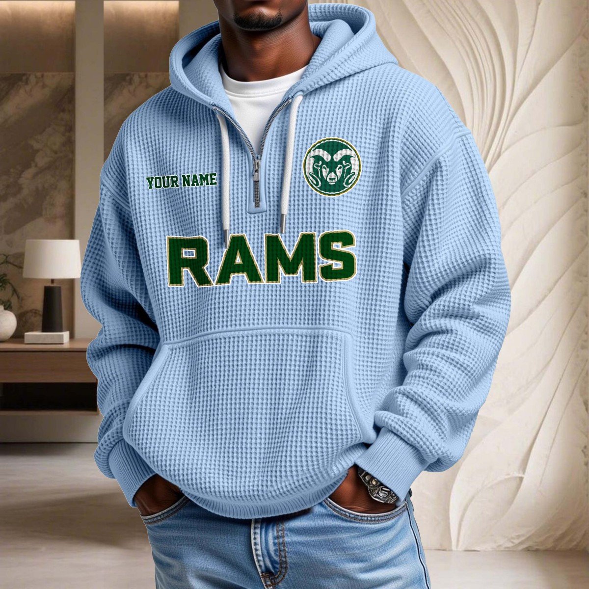 Sweat à capuche en maille gaufrée Colorado State Rams – Image 8