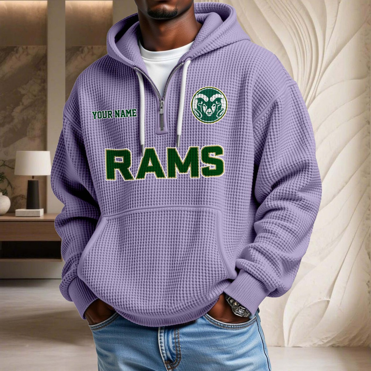 Sweat à capuche en maille gaufrée Colorado State Rams – Image 10