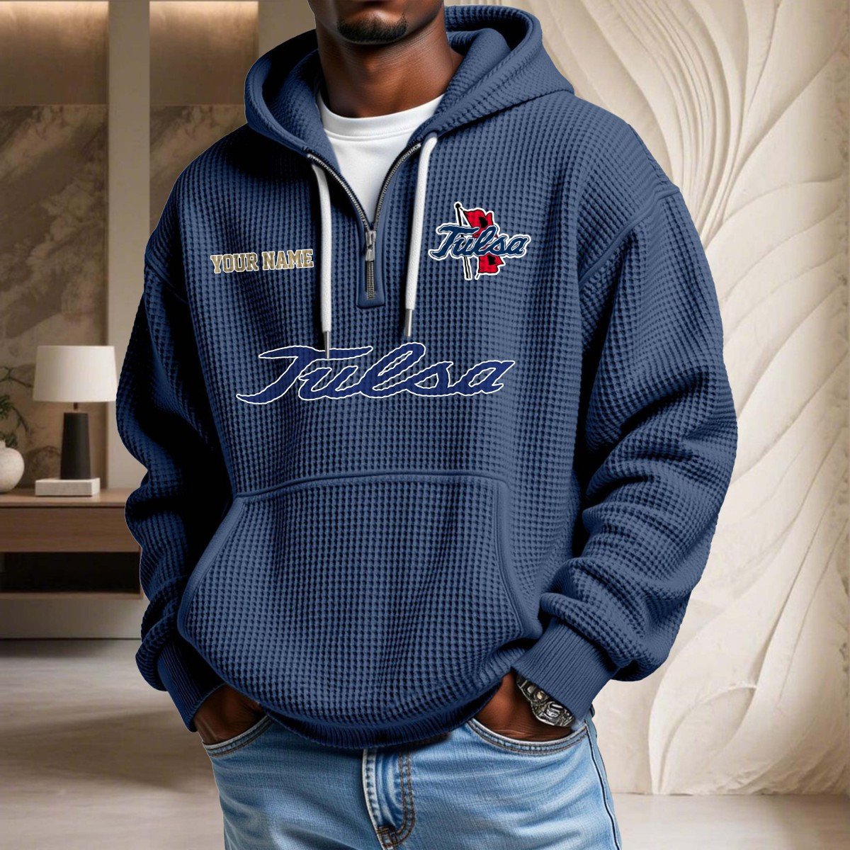 Sweat à capuche en maille gaufrée Tulsa Golden Hurricane