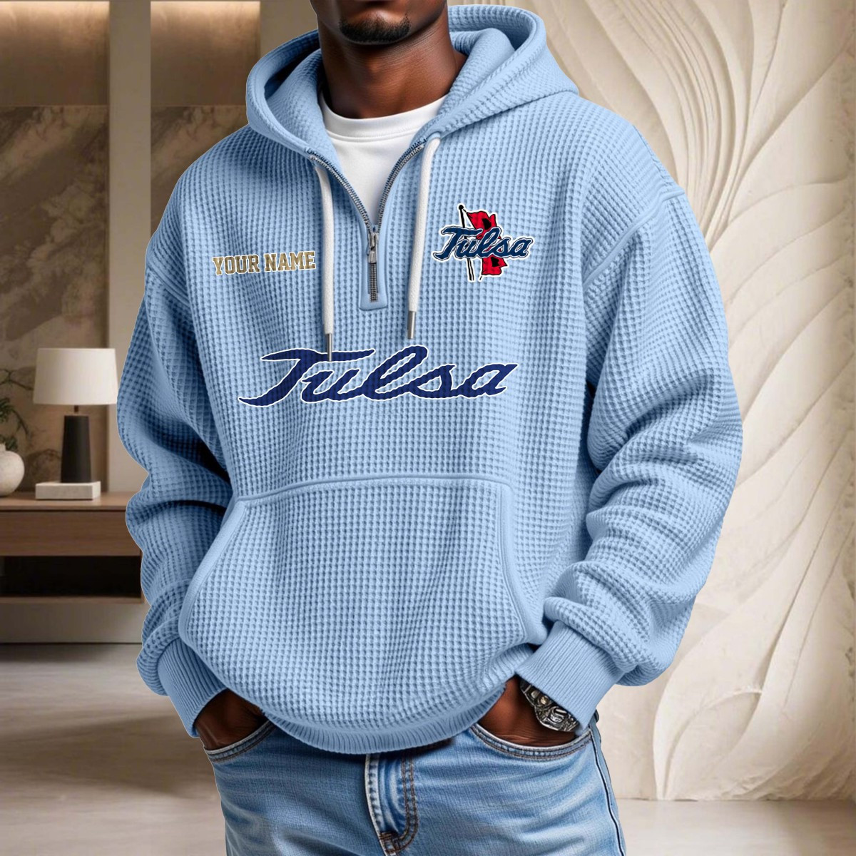 Sweat à capuche en maille gaufrée Tulsa Golden Hurricane – Image 7