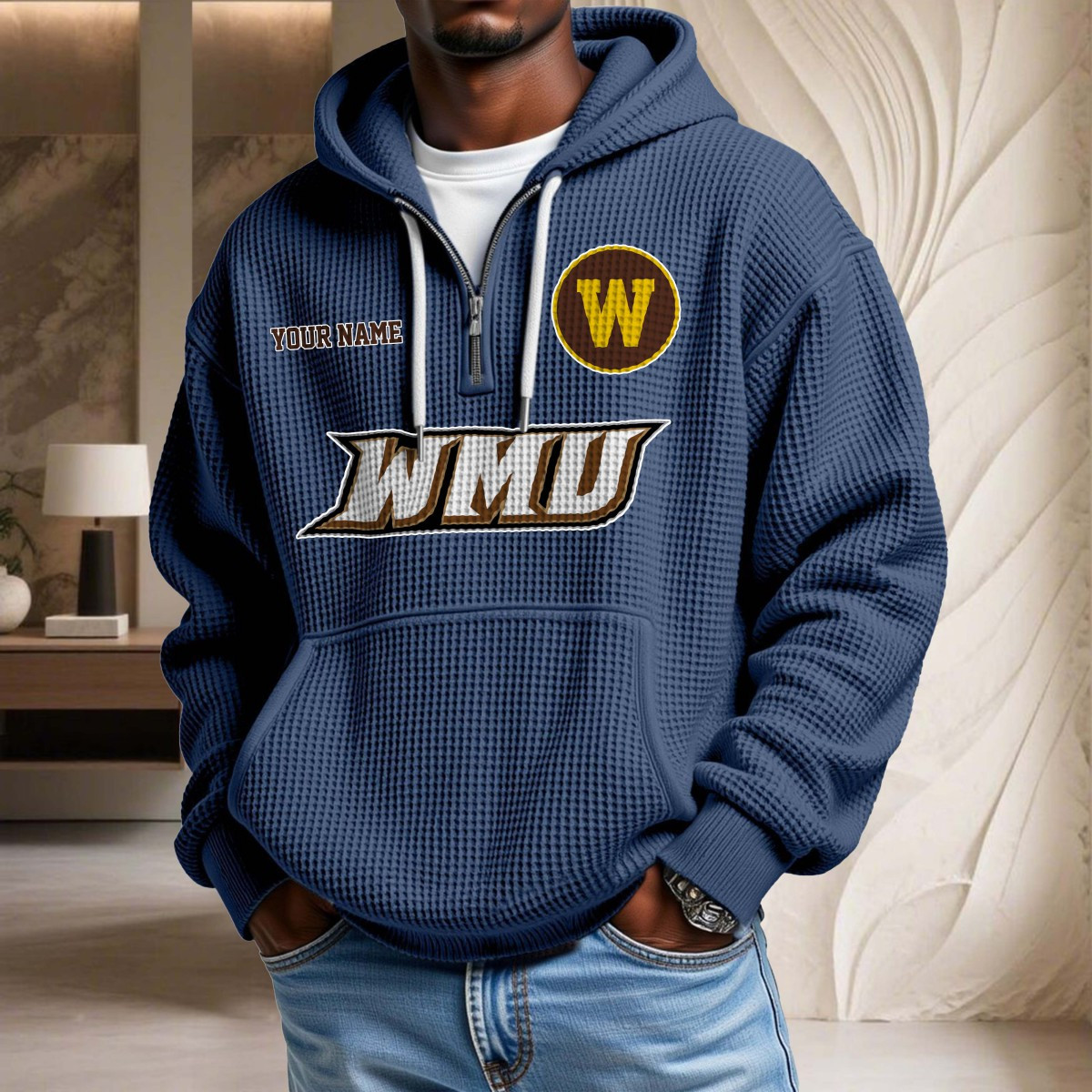 Sweat à capuche en maille gaufrée Western Michigan Broncos – Image 5