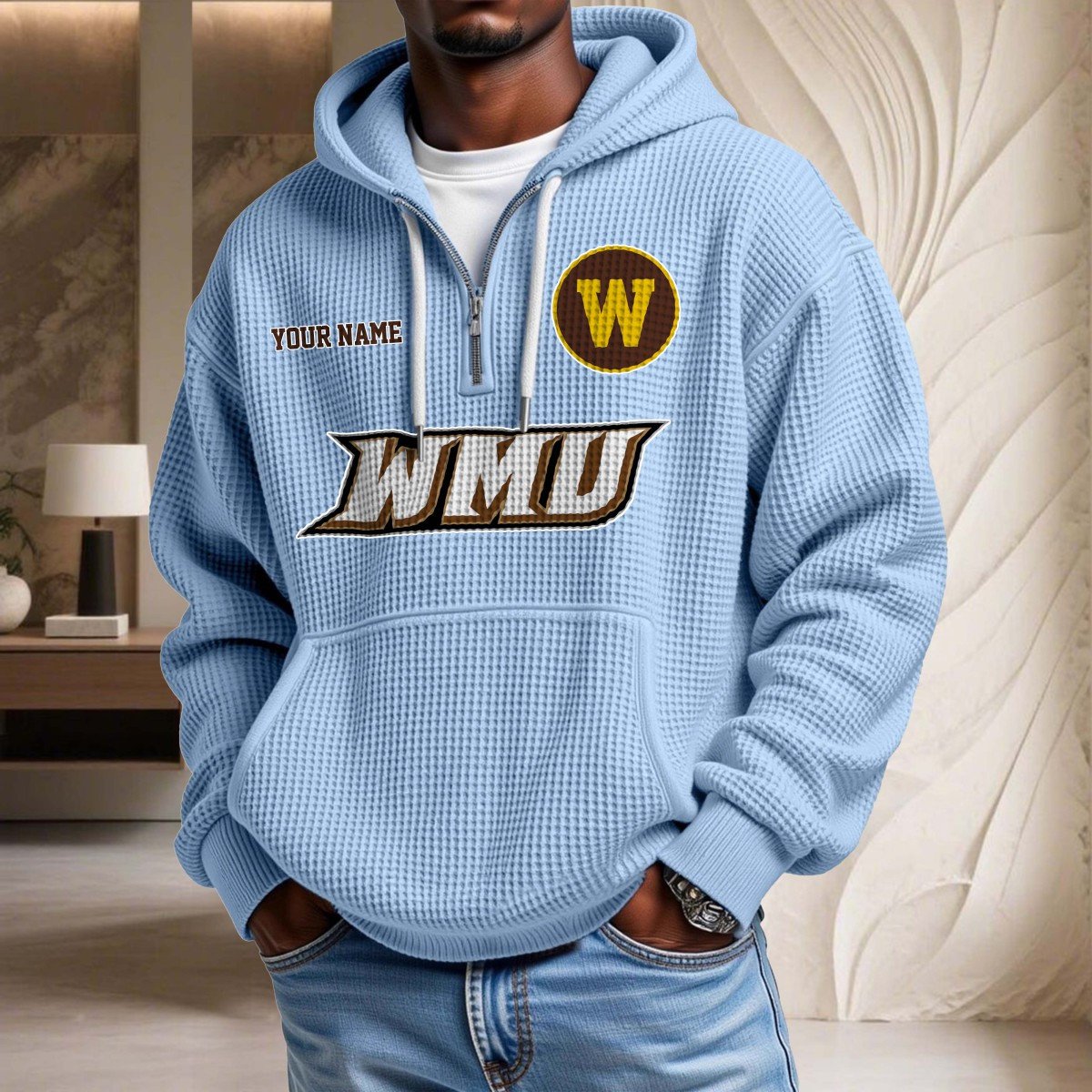 Sweat à capuche en maille gaufrée Western Michigan Broncos – Image 7