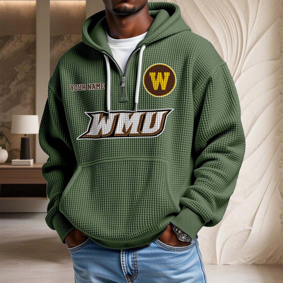 Sweat à capuche en maille gaufrée Western Michigan Broncos – Image 9