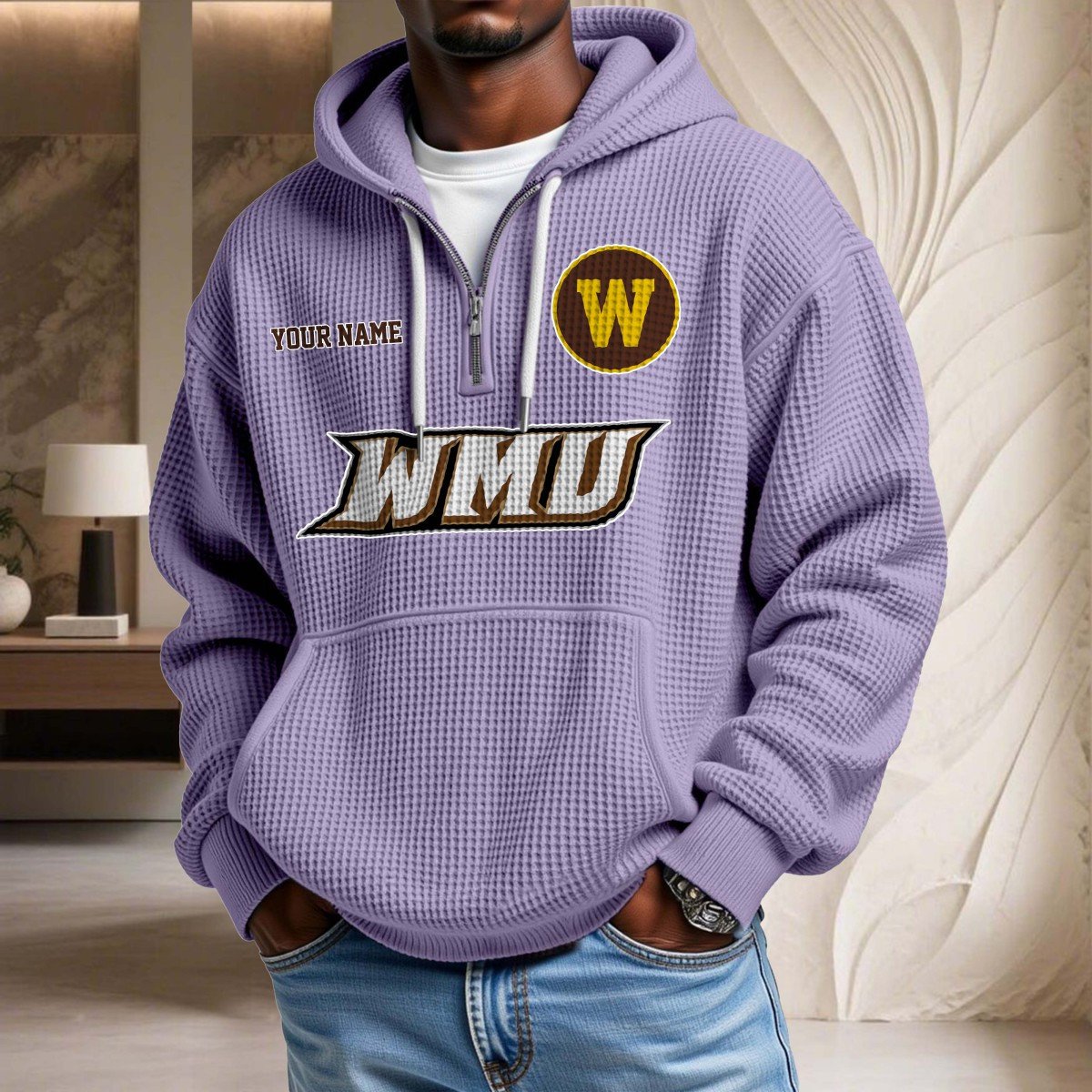Sweat à capuche en maille gaufrée Western Michigan Broncos – Image 10