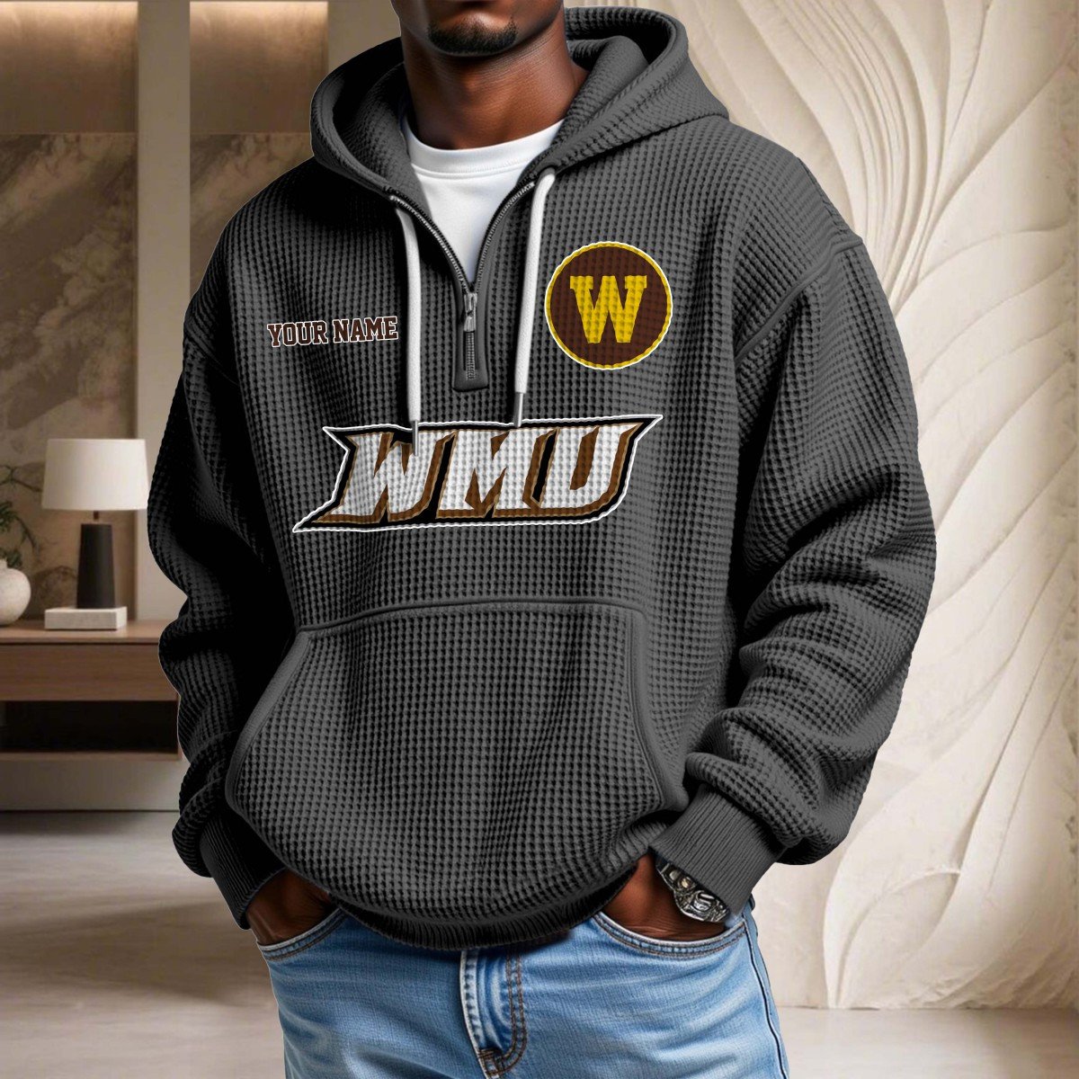 Sweat à capuche en maille gaufrée Western Michigan Broncos – Image 2