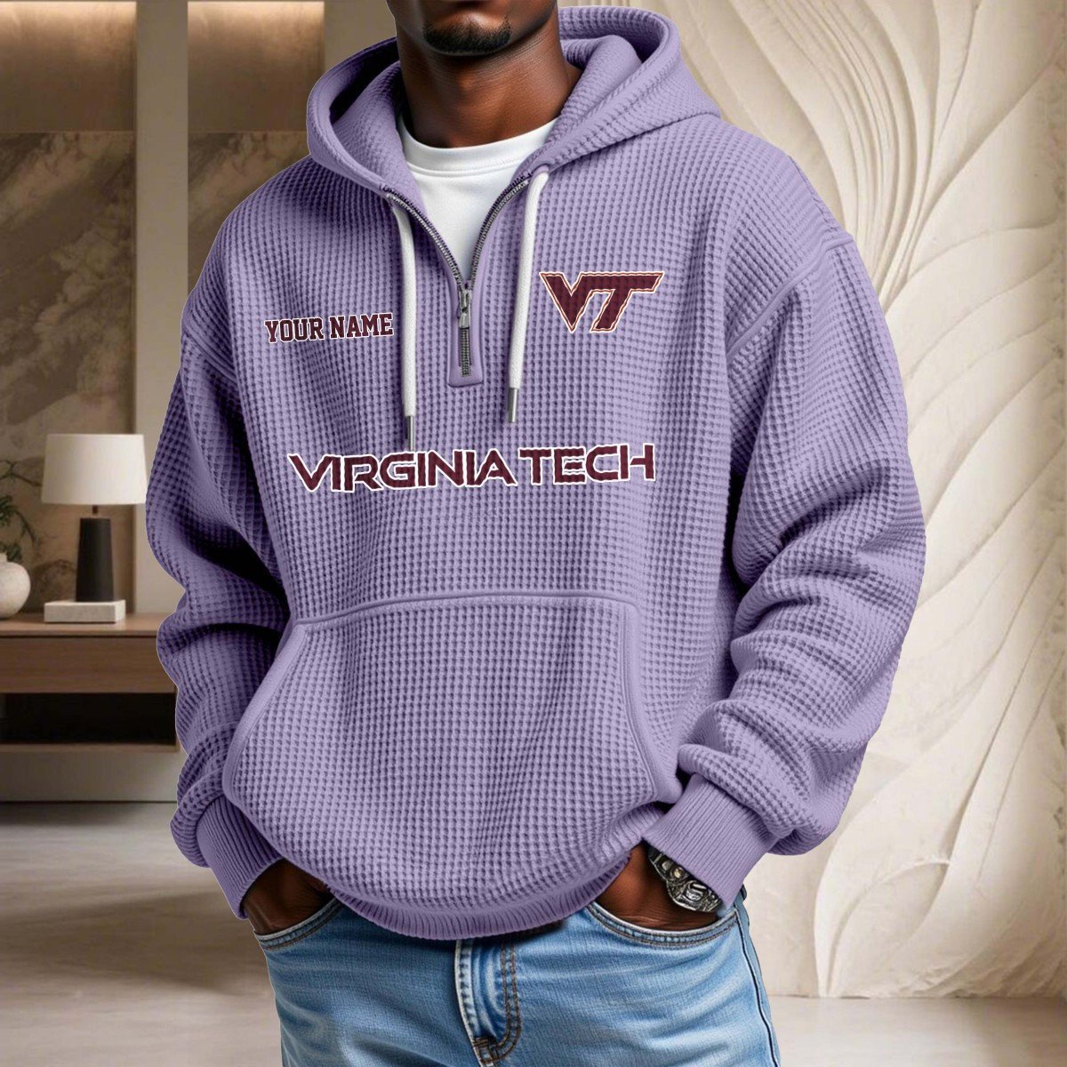 Sweat à capuche en maille gaufrée Virginia Tech Hokies – Image 10