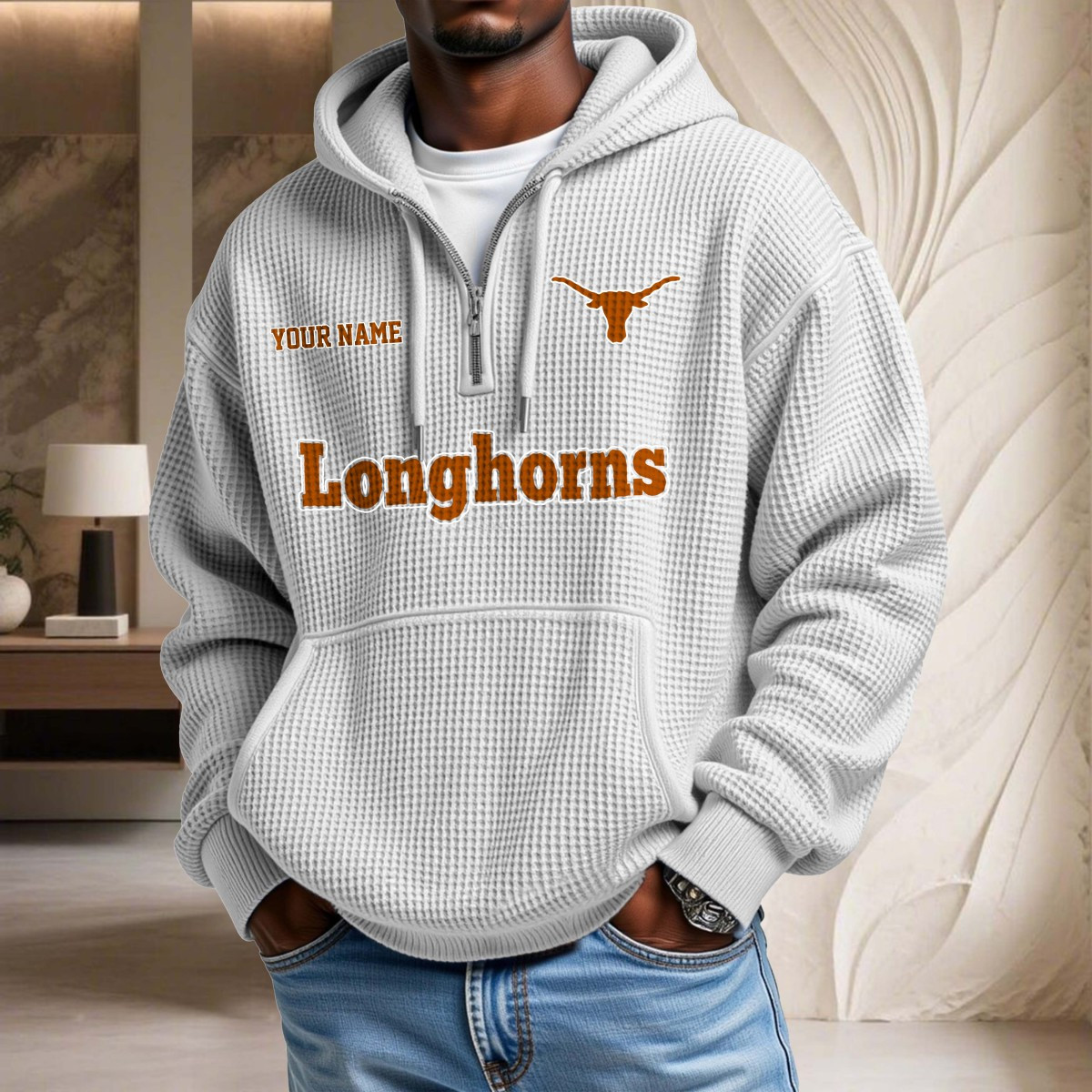 Sweat à capuche en maille gaufrée Texas Longhorns
