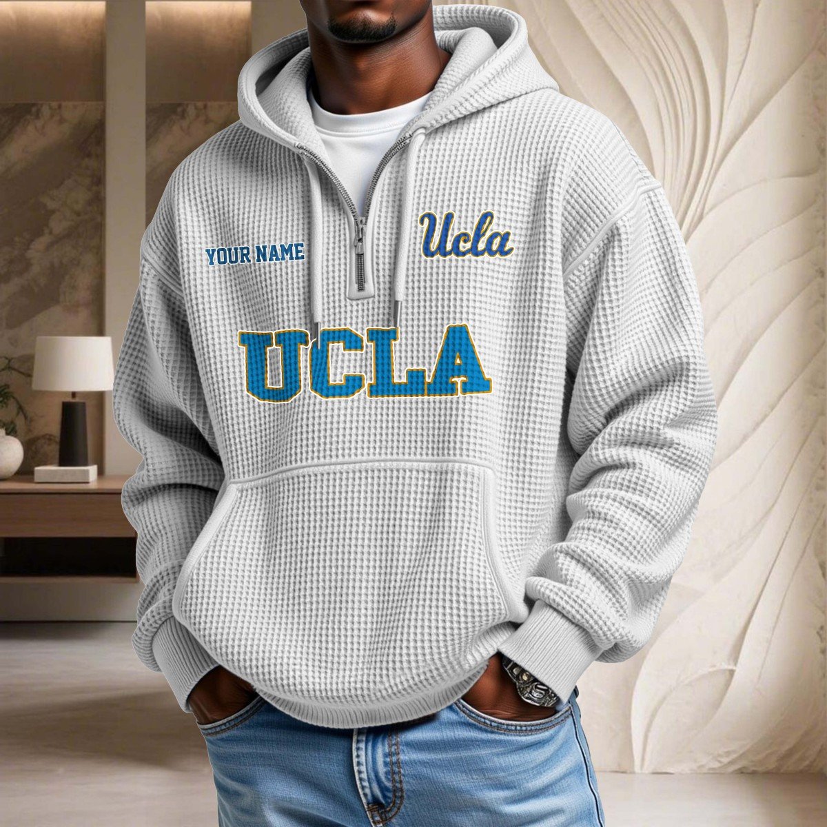Sweat à capuche en maille gaufrée Ucla Bruins – Image 3