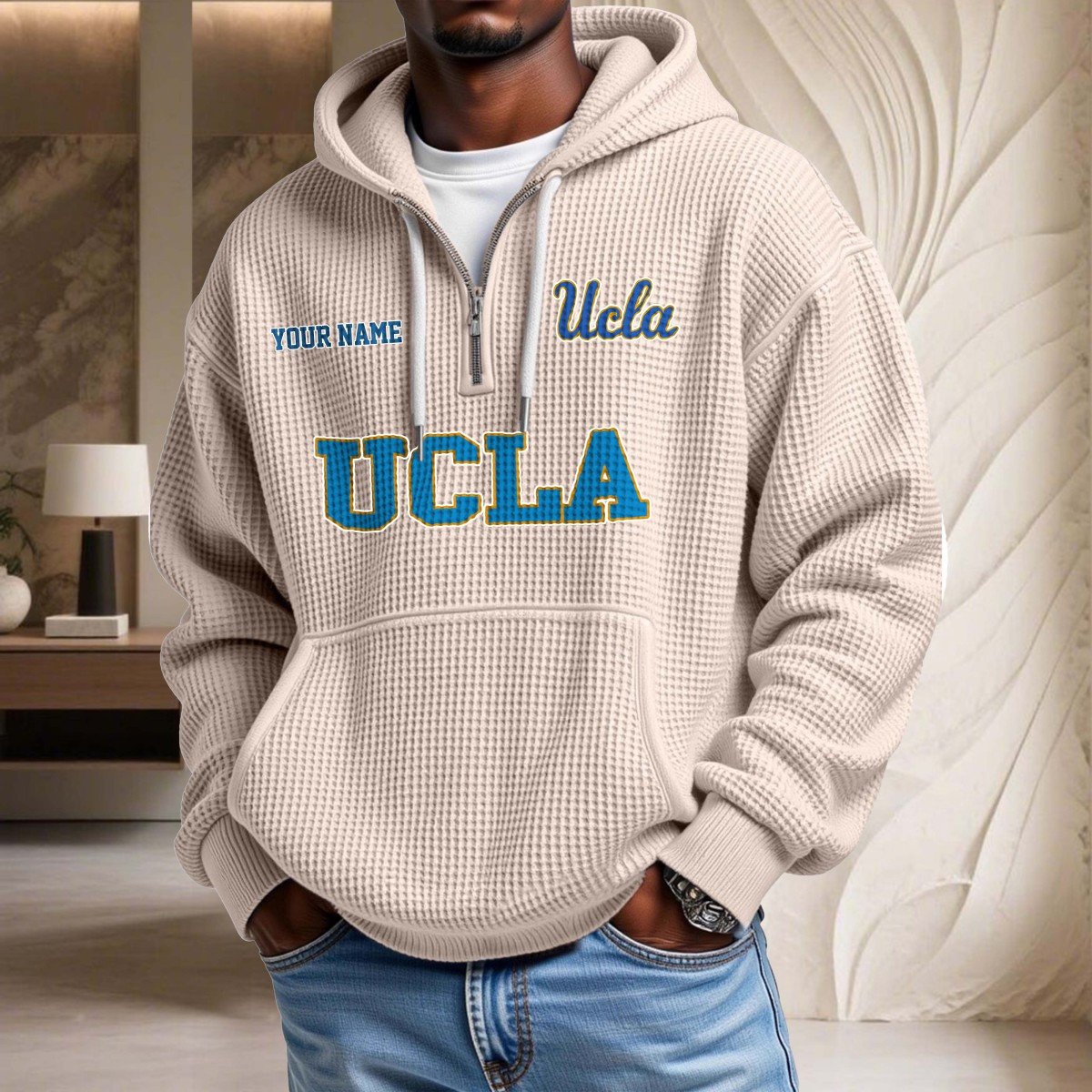 Sweat à capuche en maille gaufrée Ucla Bruins – Image 6