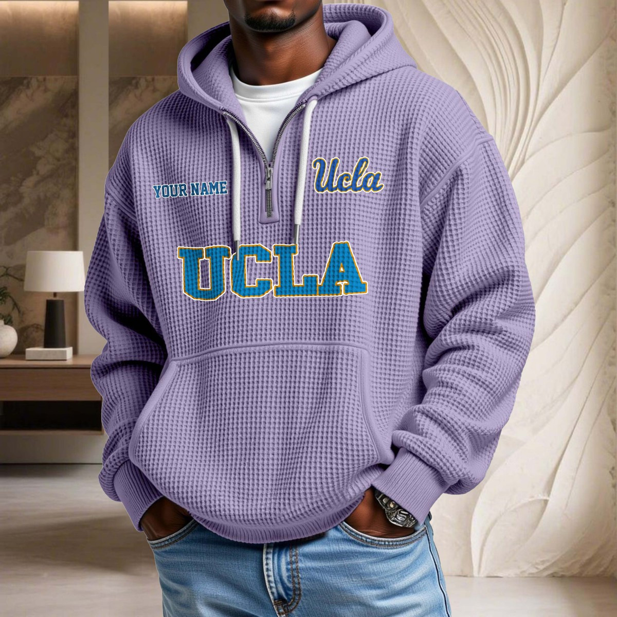 Sweat à capuche en maille gaufrée Ucla Bruins – Image 10