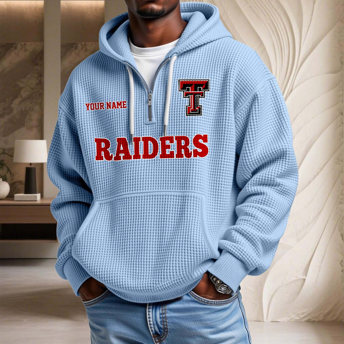 Sweat à capuche en maille gaufrée Texas Tech Red Raiders – Image 7