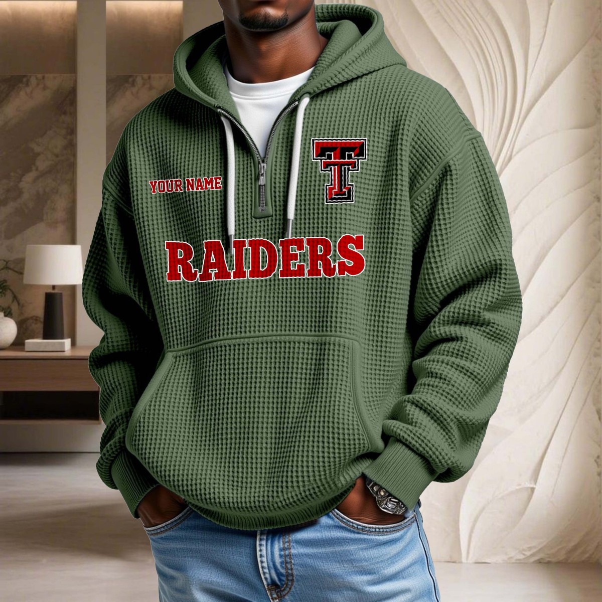 Sweat à capuche en maille gaufrée Texas Tech Red Raiders – Image 9