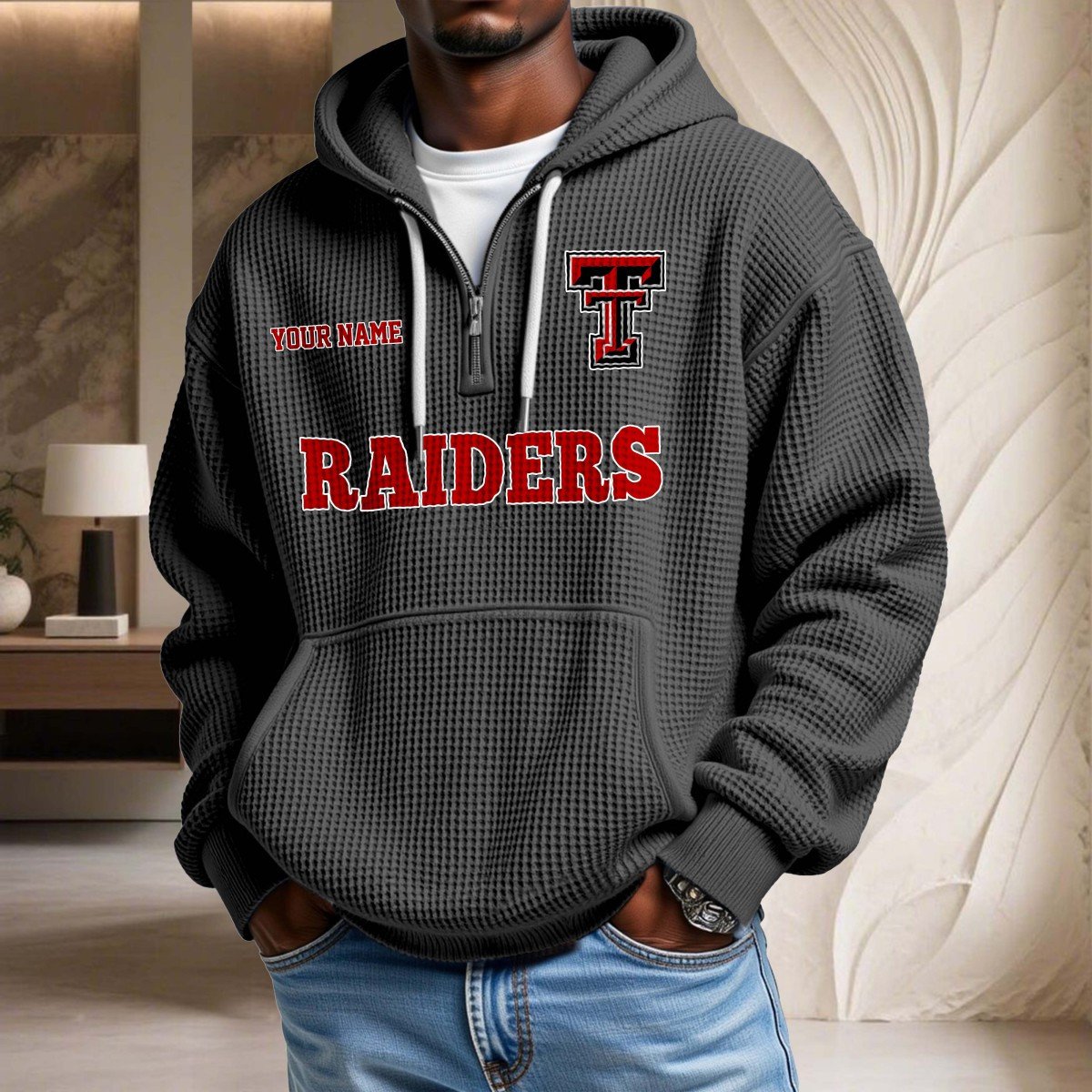 Sweat à capuche en maille gaufrée Texas Tech Red Raiders