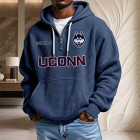 Sweat à capuche en maille gaufrée UConn Huskies