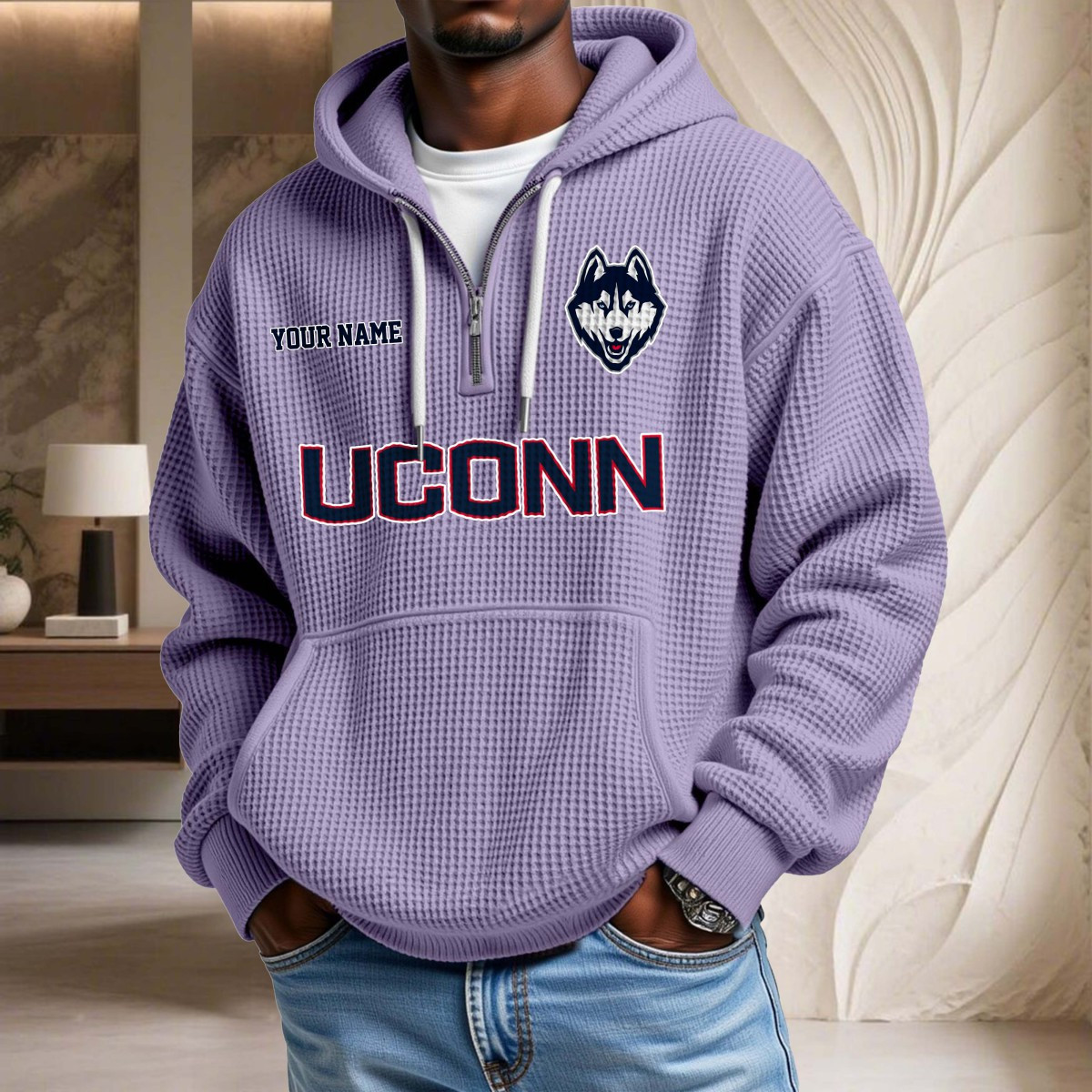 Sweat à capuche en maille gaufrée UConn Huskies – Image 10