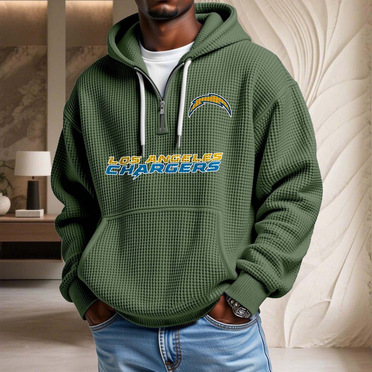 Sweat à capuche en maille gaufrée Los Angeles Chargers – Image 9